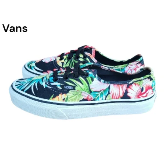 Vans Floral Hawaiian Sk8 Skate Athletic Tennis Shoe Sneaker Black White Women 7 - Picture 4 of 10